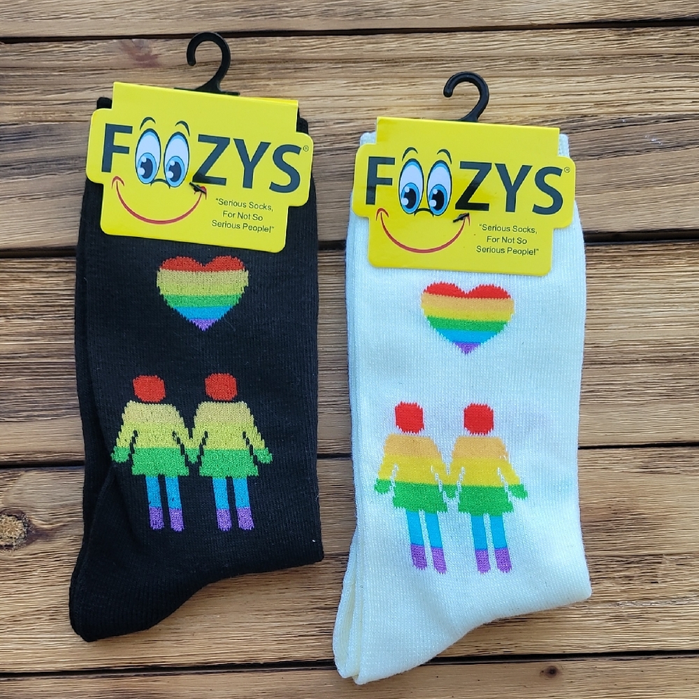 NWT Foozys Pride Socks Black and White 2 Pair Set